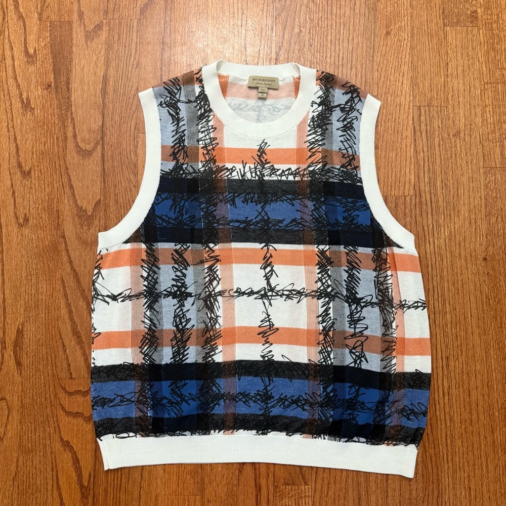 Burberry plaid crew neck sleeveless top (sweater vest) size XL